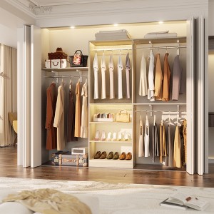 Besiost 20-96'' W Closet System with Hanging Rods and Shelves, Closet Organizer for Bedroom - 1 of 3