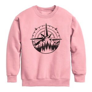 Boys' - Instant Message - Compass Nature Scene Graphic Long Sleeve Fleece Sweatshirt - 1 of 4