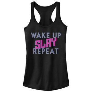 Juniors Womens CHIN UP Slay Repeat Racerback Tank Top - 1 of 4