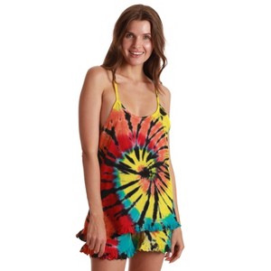 Just Love Tie Dye Pajama Short Set with Ruffle Detail | Womens PJ Set - 1 of 3