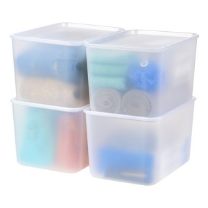 IRIS USA Plastic Modular Stackable Lidded Basket Storage Organizer Bins - 1 of 4
