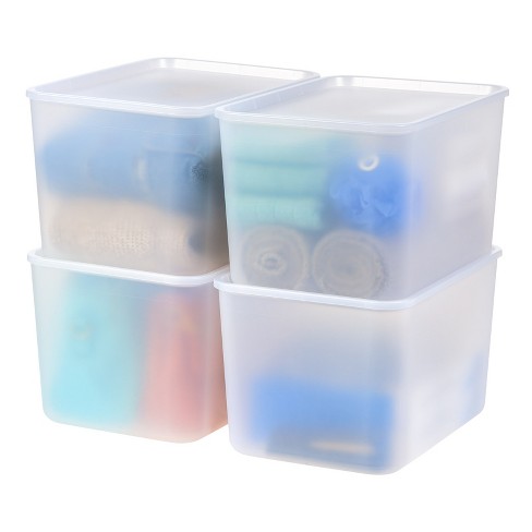 Iris Usa 4pack Small Plastic Stackable Lidded Storage Organizer Bins, Pearl  : Target