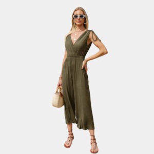 Women's Chic Olive Green Surplice Jumpsuit for Beach Getaways - Cupshe - 1 of 4