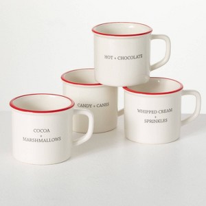 Holiday Mug Multicolor 4"H Dolomite Set of 4 - 1 of 4
