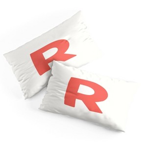Deny Designs King April Lane Art Block Red Monogram R Microfiber Printed Pillow Sham - 1 of 3