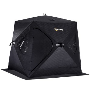 Outsunny 2 Person Insulated Ice Fishing Shelter Pop-Up Portable Ice Fishing Tent with Carry Bag and Anchors for -22℉ - 1 of 4