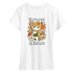 Women's - Instant Message - Nurtured in Nature Flowers Short Sleeve Graphic T-Shirt - 1 of 4