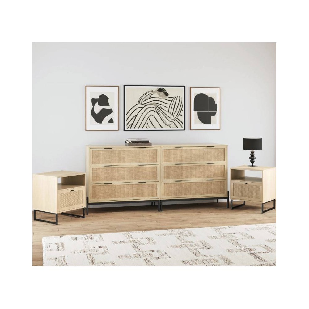 Nathan James Andrew and Mina Rattan Bedroom Set Light Oak