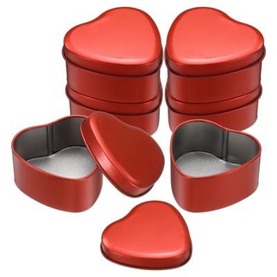 Unique Bargains Heart-Shaped Tinplate Candy Candle Cookie Storage Boxes with Lid 6 Pcs