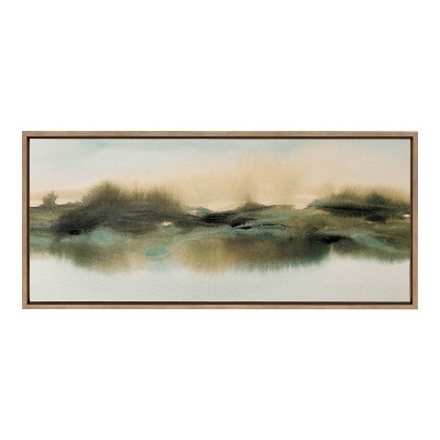 Tranquil Meadows Abstract Landscape Canvas Art in Gold Frame