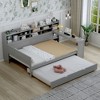 FURNIinspire Beds Wooden Full Daybed with Trundle Shelves and Study Desk for Bedroom Study Guest Room, Gray, 91.3"*64.9"*44.9" - 4 of 4
