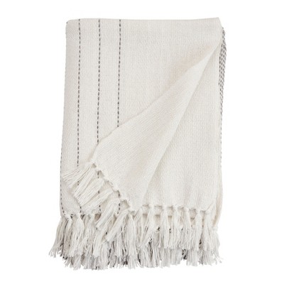 Kantha Stitch Soft Cotton Throw Blanket 50" x 60" - Grey