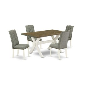 5-Piece Natural Oak Finish Solid Wood Top Dining table with 4 Chairs with - 1 of 4