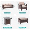 Sonkuki 8 Pieces Patio Sofa with Square Fire Pit Table and Ottomans, Patio Conversation Couch with Cushion - 3 of 4