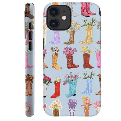 BONGEEK Generic Case Compatible with iPhone 11,Scratch Resistant Hybrid 2-Layer Hard Shell Phone Case,Cowgirl Boots Western Flower Aesthetic