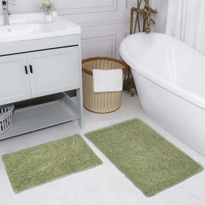Fantasia Bath Rug Bathroom Rugs Set, Washable Rug, Extra Soft and Absorbent bath Rug, Bath Mat Set, Bath Floor Mat Non-Slip, 2 Pcs Set(M+L), Sage - 1 of 4