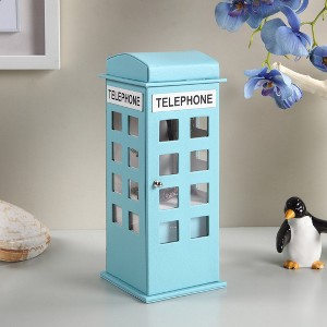 Gulches 11.5" Tall Leather Jewelry Box, British Telephone Design, Blue - 1 of 4