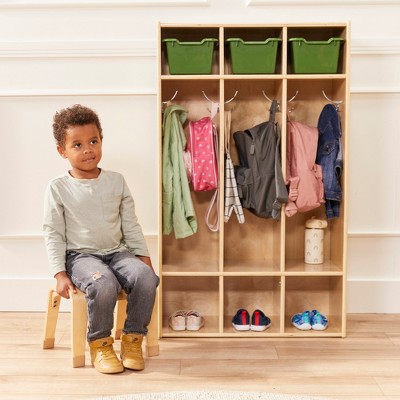 Natural Birch 48" 3-Section Coat Locker with Cubbies