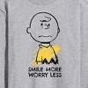 Men's - Peanuts - Smile More Worry Less Long Sleeve Graphic T-Shirt - 2 of 4