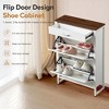 PDTEND Slim Freestanding Shoe Rack Storage Cabinet Organizer with 2 Flip Drawers and 1 Drawer - White and Walnut - image 4 of 4