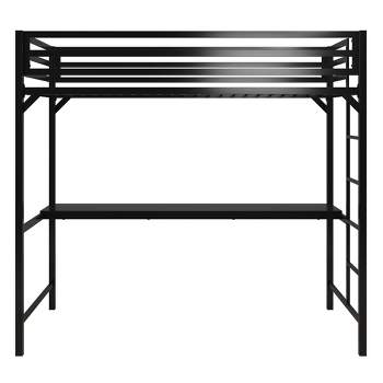 Twin Max Kids' Metal Loft Bed with Desk Black - Room & Joy