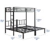 SeaCamel Triple Twin Metal Bunk Bed w/ Guardrails & Ladder, 3-in-1 Convertible for Dorm/Guest Room, No Box Spring, Black - 3 of 4
