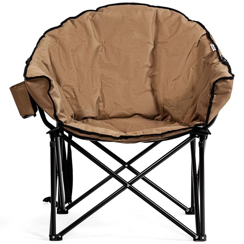 Costway Folding Camping Moon Padded Chair with Carry Bag Cup Holder Portable Navy\ Brown\Grey, 1 of 8
