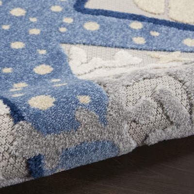 Blue and Grey Coastal Starfish Indoor/Outdoor Area Rug