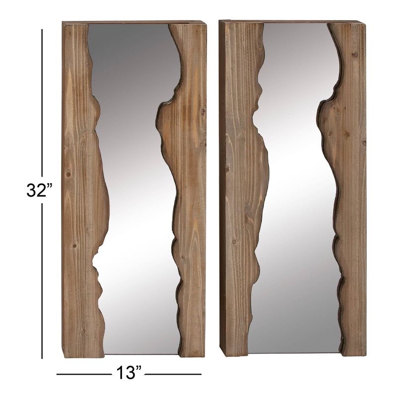 Contemporary Wood Wall Mirror Set of 2 Brown - Olivia &#38; May, 4 of 20