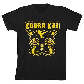 Cobra Kai Double Yellow Cobra Youth Boy's Black T-Shirt