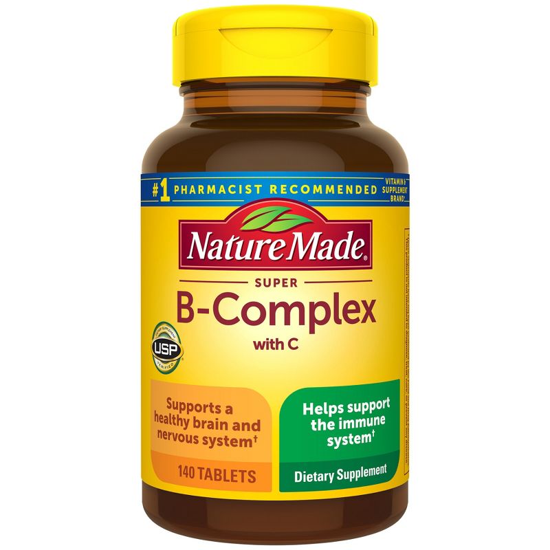 Nature Made Super Vitamin B Complex with Folic Acid + Vitamin C for Immune Support Tablets, 1 of 11