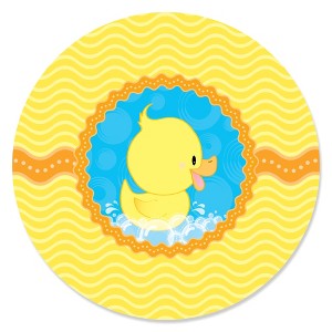Big Dot of Happiness Ducky Duck - Party Circle Sticker Labels - 24 Count - 1 of 4
