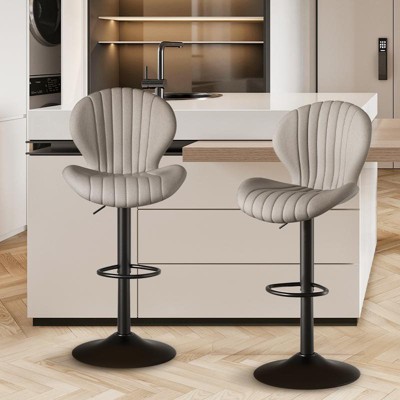 ORRD Modern Bar Stools Set of 2, Swivel Counter Height Bar Chairs with High Backrest, Easy 3-Minute Assembly for Kitchen Island, Dark Grey