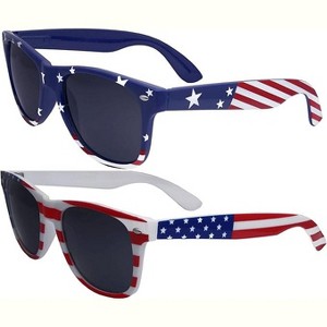 grinderPUNCH 2 Pairs Bulk American Sunglasses USA Flag Classic Patriot - 1 of 4