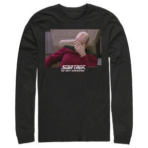 Men's Star Trek: The Next Generation Captain Picard Palm to Face Meme Long Sleeve Shirt - 1 of 4