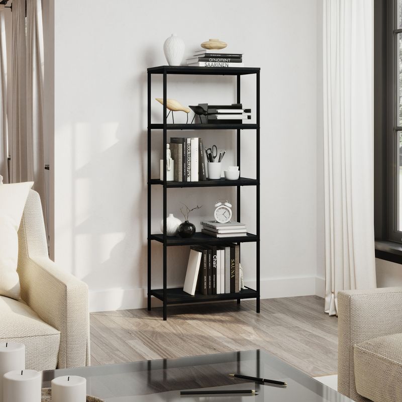 Lavish Home 5-Tier Bookshelf - Open Industrial Style Etagere Wooden Shelving Unit, 5 of 8