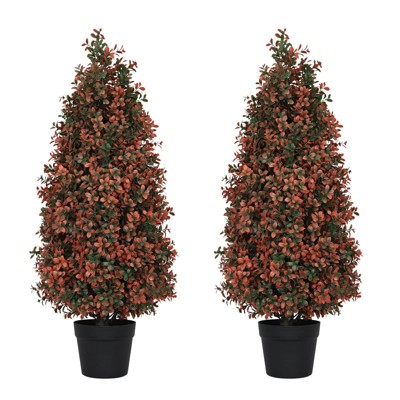 NicBex 2-Pack 35" Detachable Artificial Green Cypress Tree Tall Faux Plant, Indoor/Outdoor Decor, Easy Assembly