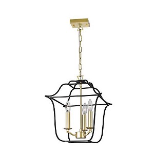 CWI Lighting Tudor 3 Light Pendant With Satin Gold & Black Finish - 1 of 4
