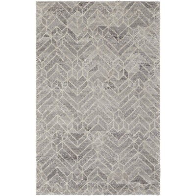 Asher Transitional Handmade Geometric Gray Wool Area Rug 3'6" x 5'6"
