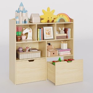 Kids Toy Storage Cabinet, 6-Cube Organizer with Movable Drawers & Open Shelves, Multifunctional Bookcase for Books & Toys, Playroom, Kindergarten - 1 of 1