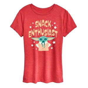 Women's - Star Wars - The Mandalorian Snack Enthusiast Grogu Short Sleeve Graphic T-Shirt - 1 of 4