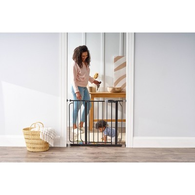 Black Metal Retractable Walk-Through Baby Gate