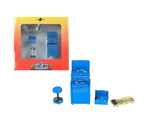 Tire Brigade 4 piece Tool Set Blue 1/24 by Motorhead Miniatures