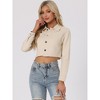 Allegra K Women's Turn Down Frayed Button Down Washed Cropped Denim Jacket - 2 of 4