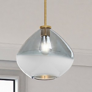 Urban Ambiance Luxury Mid-Century Modern Pendant,  10''H x 11''W,  Brushed Brass and Stained Glass Finish, ULB2290 - 1 of 4