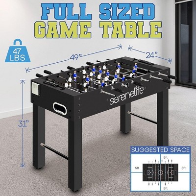 SereneLife 48" Black Wood Foosball Table with Chrome Rods
