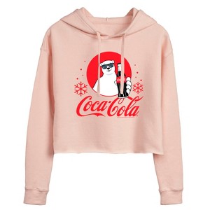 Women's - Coca-Cola - Polar Bear Circle With Snowflakes Cropped Graphic Hoodie - 1 of 3