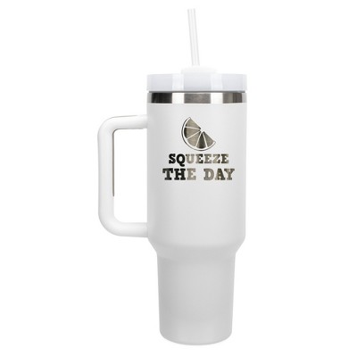 100 North Squeeze The Day Citrus Slice 40 oz. Stainless Steel, Large Water Bottle Coffee Mug, Spill & Leak Resistant, Thermal Travel Tumbler with