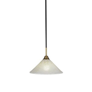Toltec Lighting Paramount 1 - Light Pendant in  Matte Black/Brass with 12" Gold Ice Shade - 1 of 1