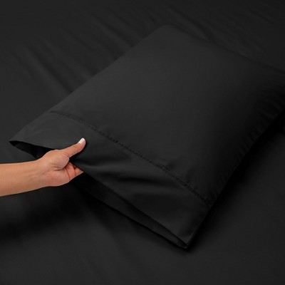 Queen Black Microfiber Deep Pocket Bed Sheet Set
